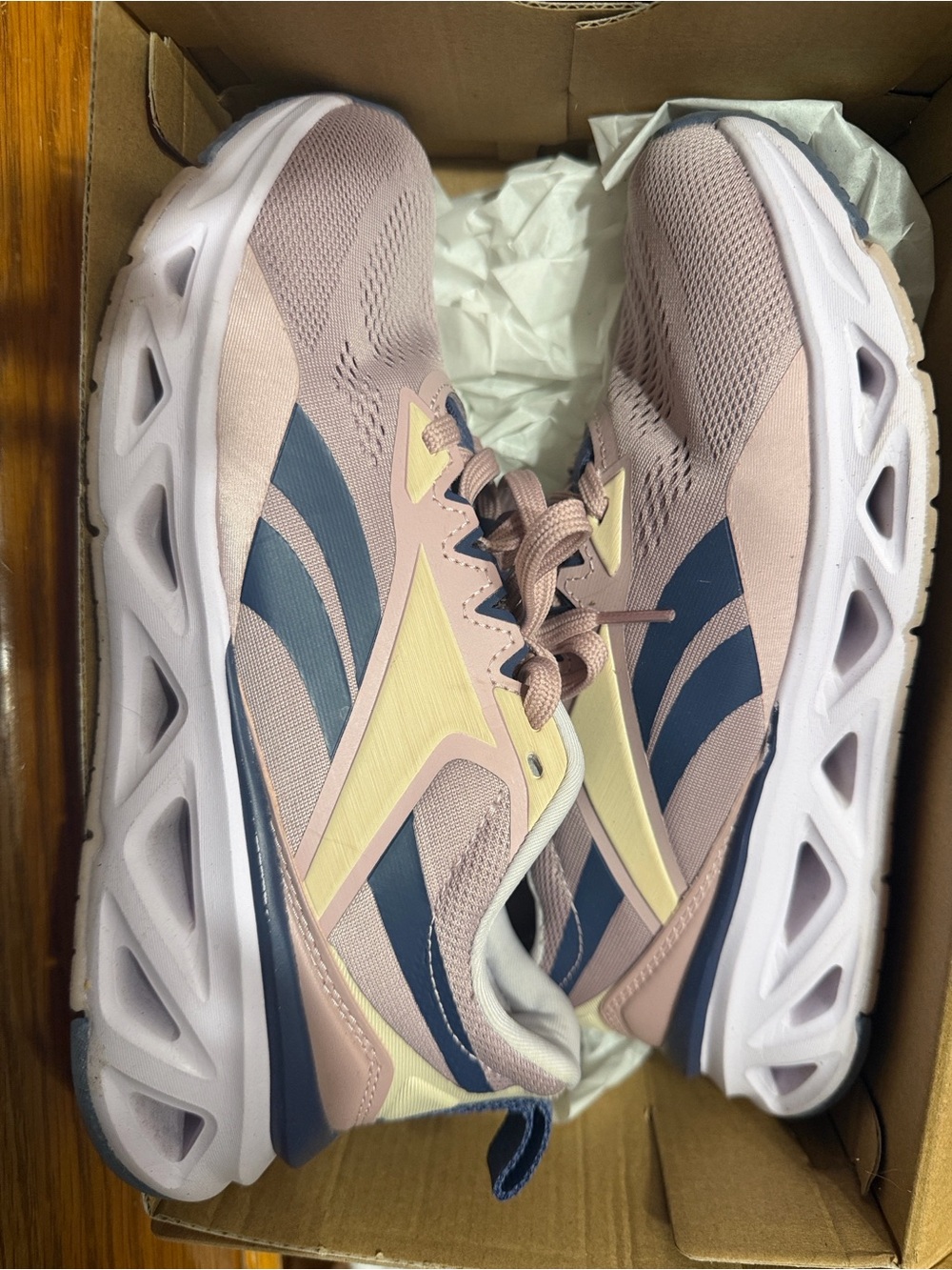 Reebok Women’s Pink Blush and Navy Athletic Running Shoes